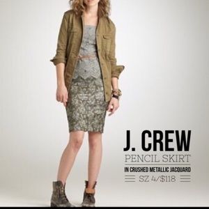 J Crew Metallic Jacquard Pencil Skirt 6
